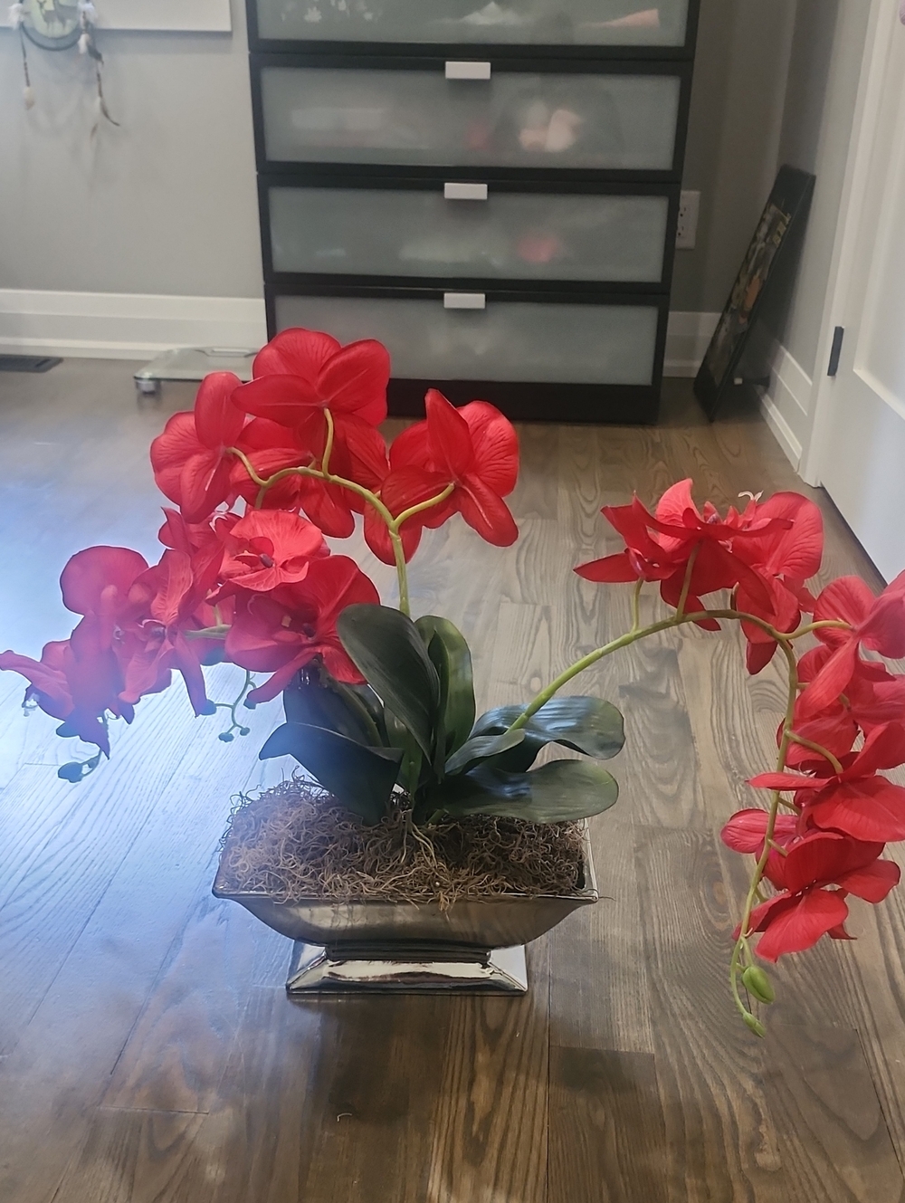 Red Artificial Orchid Centerpiece by